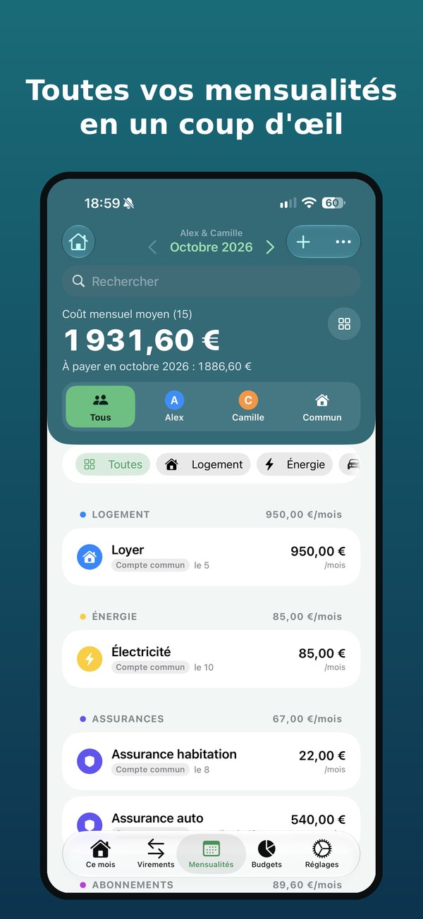 Toutes vos mensualités en un coup d'œil