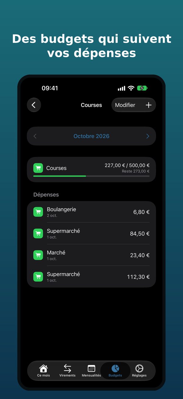 Des budgets qui suivent vos dépenses : budget Courses