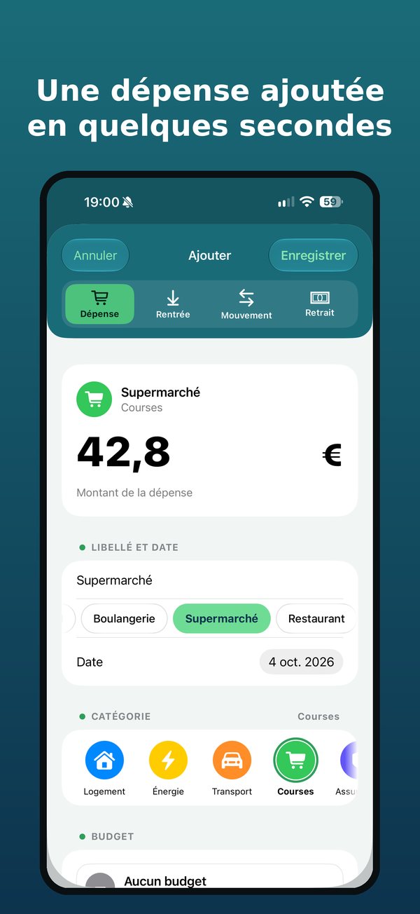 Une dépense ajoutée en quelques secondes